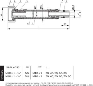 Wężyk przyłączeniowy Perfexim PHA-9145/C do baterii końcówka krótka 3/8" x M10 (06-003-1010-030) 2