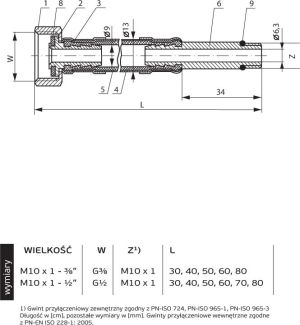 Wężyk przyłączeniowy Perfexim PHA-9145/L do baterii końcówka długa 3/8" x M10 (06-004-1010-030) 2