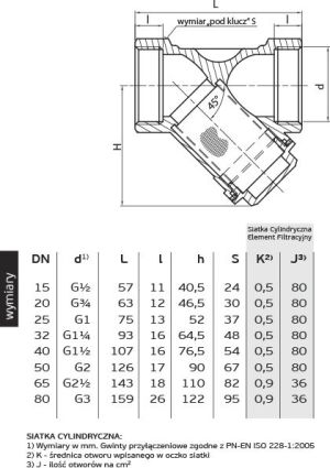 Perfexim Filtr skośny siatkowy do wody 1/2" (03-060-0150-000) 2