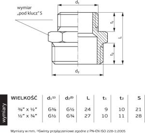 Perfexim Nypel redukcyjny mosiężny chromowany GZ 1/2 x 3/4" (07-515-1520-000) 2