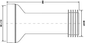 McAlpine Przyłącze kanalizacyjne, długie 260mm, proste (WC-CON2B) 2