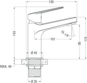 Bateria umywalkowa Deante Jasmin stojąca chrom (BGJ 021M) 2