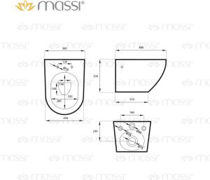 Miska WC Massi Decos Rimless wisząca Easy Clean (MSM-0003SLIM) 9