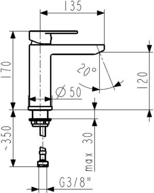 Bateria umywalkowa KFA Cassini stojąca chrom (4122-811-00) 2