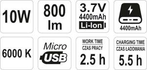 Yato Reflektor diodowy przenośny 10W akumulatorowy (YT-81820) 3