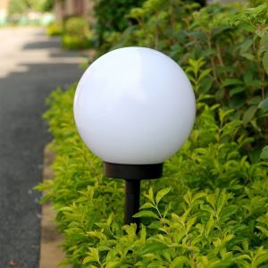 GreenBlue Solarna lampa wolnostojaca ogrodowa - kula 15x15x48cm, bialy LED (GB121) 2