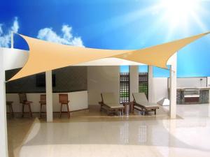 GreenBlue Żagiel ogrodowy zacieniacz UV poliester 5m kwadrat kremowy hydrofobowa powierzchnia - GB505 3