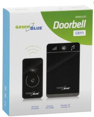 GreenBlue Dzwonek bezprzewodowy nadajnik-2 odbiorniki, 52 melodie czarny GreenBlue GB112 dotykowy, zasięg 150m - GB112 3