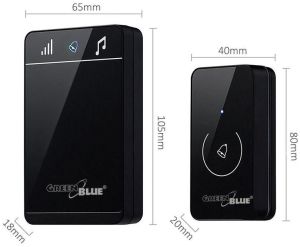 GreenBlue Dzwonek bezprzewodowy nadajnik-2 odbiorniki, 52 melodie czarny GreenBlue GB112 dotykowy, zasięg 150m - GB112 6