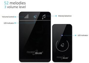 GreenBlue Dzwonek bezprzewodowy nadajnik-2 odbiorniki, 52 melodie czarny GreenBlue GB112 dotykowy, zasięg 150m - GB112 7