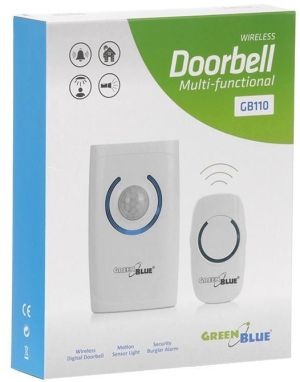 GreenBlue Dzwonek bezprzewodowy 4w1 36 melodii 150m dzwonek, alarm, czujnik ruchu, latarka (GB110) 6