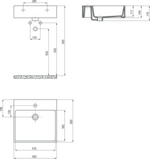 Umywalka Deante Temisto 50cm (CDTS6U5S) 2
