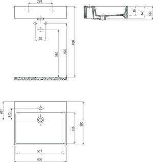 Umywalka Deante Temisto 60cm (CDTS6U6S) 2