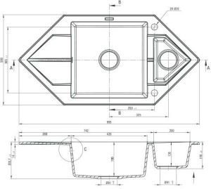 Zlewozmywak Deante Hexon  1,5-komorowy z ociekaczem (ZQP A653) 3