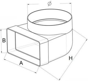 AWENTA Kolano łącznikowe 90st. 60x204/fi150mm (KP204-23/150) 2