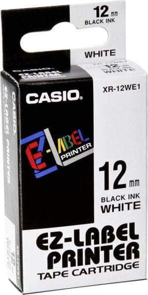 Casio Taśma do drukarek etykiet czarny druk / biały podkład nielaminowane 12mm x 8m (XR-12WE1) 1