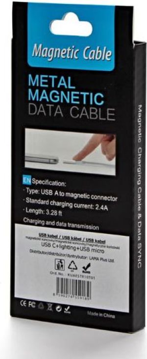 Kabel USB Neutralle USB-A - USB-C + microUSB + Lightning 1 m Srebrny 8