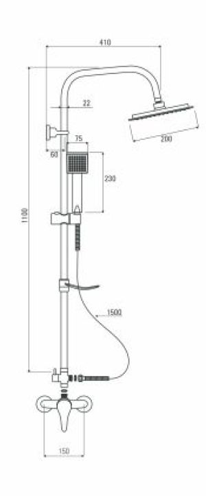 Zestaw prysznicowy Deante Joko Square z deszczownicą z baterią chrom (NBJ 01SK) 2