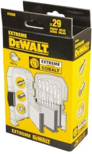 Wiertło Dewalt do metalu kobaltowe walcowe 1,5 2 3,3 7 4,5 4 5,5 5 1 4,8 3 2,5 3,5 4,2 6 3,2 10 10,5 11 11,5 12 13 6,5 7,5 8 8,5 9 9,5mm zestaw (DT4957) 3