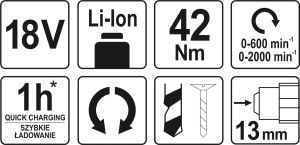 Wiertarko-wkrętarka Yato YT-82795 18 V 6