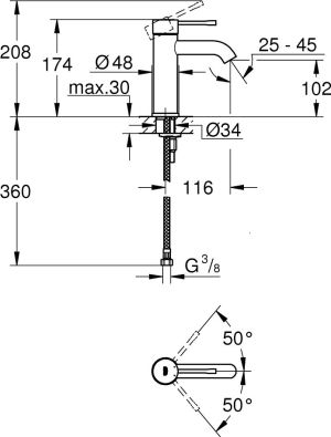 Bateria umywalkowa Grohe Essence stojąca chrom (23590001) 2