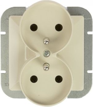 Abex Gniazdo podwójne p/t 2x2P+Z, 16A, 250V zaciski śrubowe do systemu ramkowego beż OPAL/PERŁA (PT-6 PR BEŻ) 1