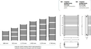 Grzejnik łazienkowy Instal-Projekt GRZEJNIK GŁ-50/140 R450 BIALY - GŁ-50/140 2