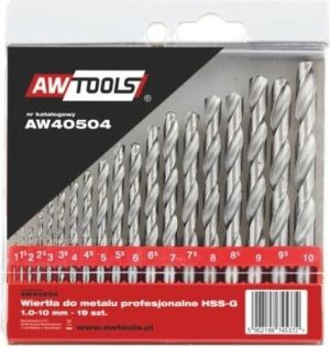 Wiertło AWTools HSS walcowe 1,5 2 7 4,5 4 5,5 5 1 3 2,5 3,5 6 10 6,5 7,5 8 8,5 9 9,5mm zestaw (AW41203) 1