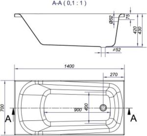 Wanna Cersanit Nao prostokątna 140 x 70cm (S301-247) 2