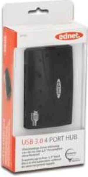 HUB USB Ednet USB 3.0 4-portowy, pasywny, Czarny ( 85150 ) 4