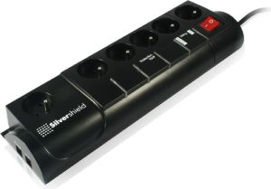 Listwa zasilająca Gembird  (SILVER SHIELD 1,8M SISFN-2-BLACK) 1