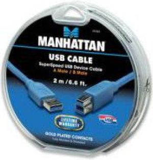 Kabel USB Manhattan Kabel SuperSpeed USB 3.0 A-B M/M 2m blister (391863) 1