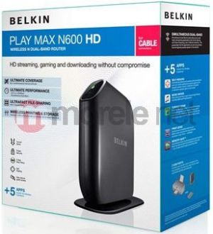 Router Belkin Play Max N600 HD Wireless Router 1xWAN, 4x Gigabit LAN, 2x USB 2.0 (F7D4301nv) 3