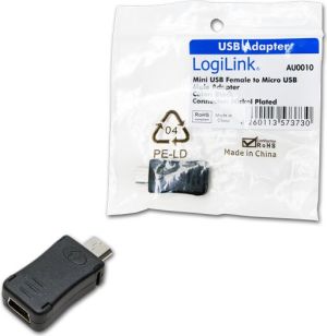 Adapter USB LogiLink microUSB - miniUSB Czarny  (AU0010) 1