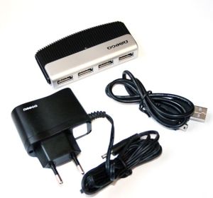 HUB USB Omega USB 2.0 HUB 4 PORT + POWER ADAPTER OUH24W 1