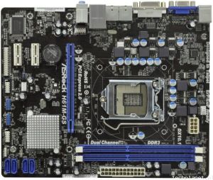 Płyta główna ASRock H61M-GS Intel H61 LGA 1155 (PCX/VGA/DZW/GLAN/SATA/DDR3) mATX (H61M-GS) 1