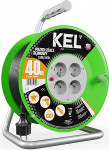 KEL Przedłużacz bębnowy STANDARD LINE, 4x2p+Z, 16A, 3680W, H05VV-F, 3x1,5; 40m, czarny (W-97372) 2