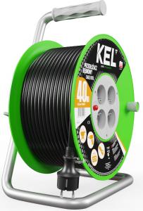 KEL Przedłużacz bębnowy STANDARD LINE, 4x2p+Z, 16A, 3680W, H05VV-F, 3x1,5; 40m, czarny (W-97372) 3
