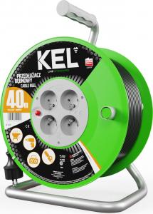 KEL Przedłużacz bębnowy STANDARD LINE, 4x2p+Z, 16A, 3680W, H05VV-F, 3x1,5; 40m, czarny (W-97372) 5