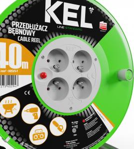 KEL Przedłużacz bębnowy STANDARD LINE, 4x2p+Z, 16A, 3680W, H05VV-F, 3x1,5; 40m, czarny (W-97372) 9