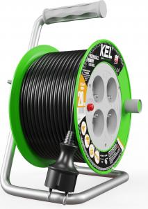 KEL Przedłużacz bębnowy STANDARD LINE 25m H05VV-F 3x1,5 4xGS 16A czarny (W-97370) 3
