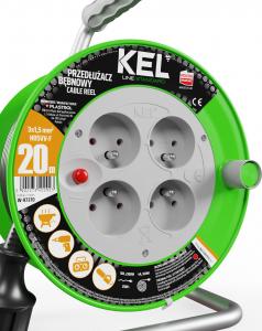 KEL Przedłużacz bębnowy STANDARD LINE 25m H05VV-F 3x1,5 4xGS 16A czarny (W-97370) 5