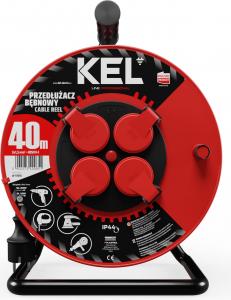 KEL Przedłużacz bębnowy PROFESSIONAL LINE 40m H05RR-F 3x1,5 4xGS 16A IP44 czarny (W-97056) 2