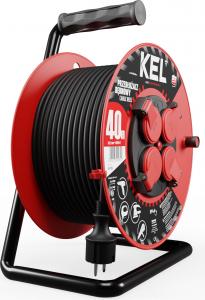 KEL Przedłużacz bębnowy PROFESSIONAL LINE 40m H05RR-F 3x1,5 4xGS 16A IP44 czarny (W-97056) 4
