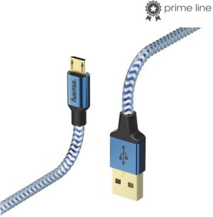 Kabel USB Hama USB-A - microUSB 1.5 m Niebieski (001782890000) 2