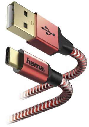 Kabel USB Hama USB-A - USB-C 1.5 m Czerwony (001782960000) 3