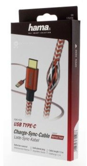 Kabel USB Hama USB-A - USB-C 1.5 m Czerwony (001782960000) 6