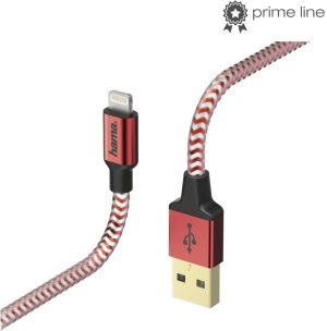 Kabel USB Hama USB-A - Lightning 1.5 m Czerwony (001782990000) 2
