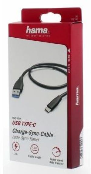 Kabel USB Hama USB-A - USB-C 1.5 m Czarny (001783960000) 2