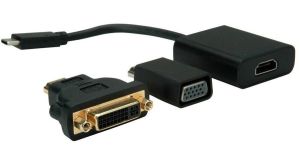 Adapter USB Value USB-C - HDMI USB-C - VGA USB-C - DVI Czarny  (58584) 1